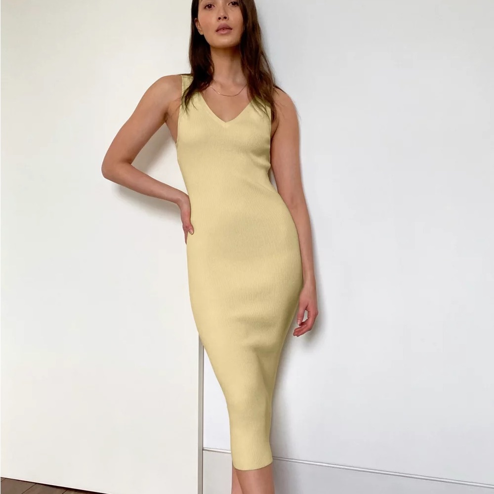 Aritzia Babaton Bayne Butter Yellow Dress NWT
